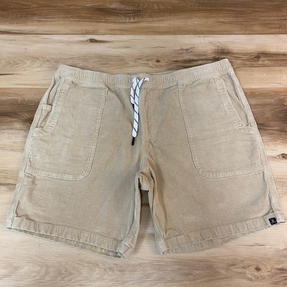 Men's Beige Corduroy Drawstring Shorts